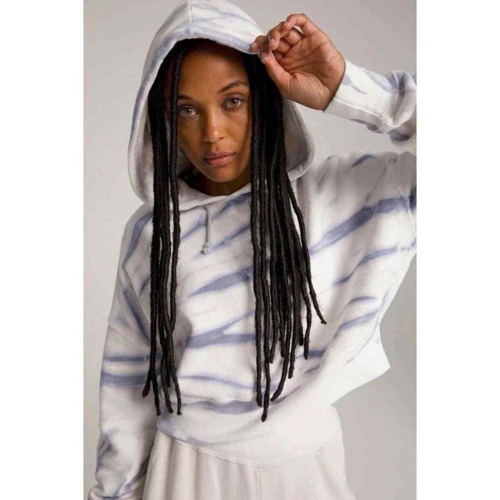 Good American Purple Cool Cropped Tie Dye Hoodie, XXL